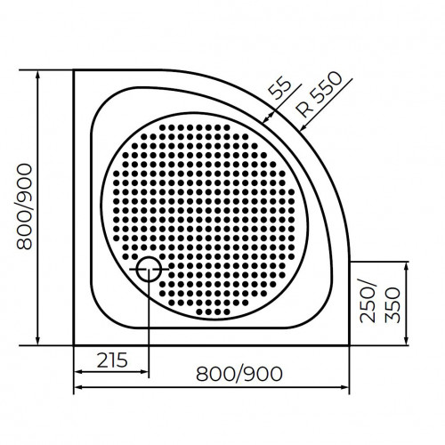 Душевой поддон полукруглый RGW LUX/TN-P  900x900