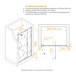 Душевая дверь RGW PA-008B 1000