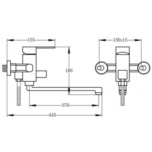 Смеситель для ванны с душем, с длинным изливом Potato P2206 (серия P06)