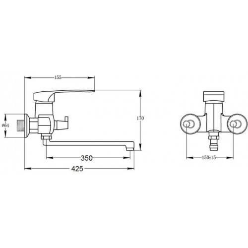 Смеситель для ванны с душем, с длинным изливом Potato P22223-7 (серия P223-7)